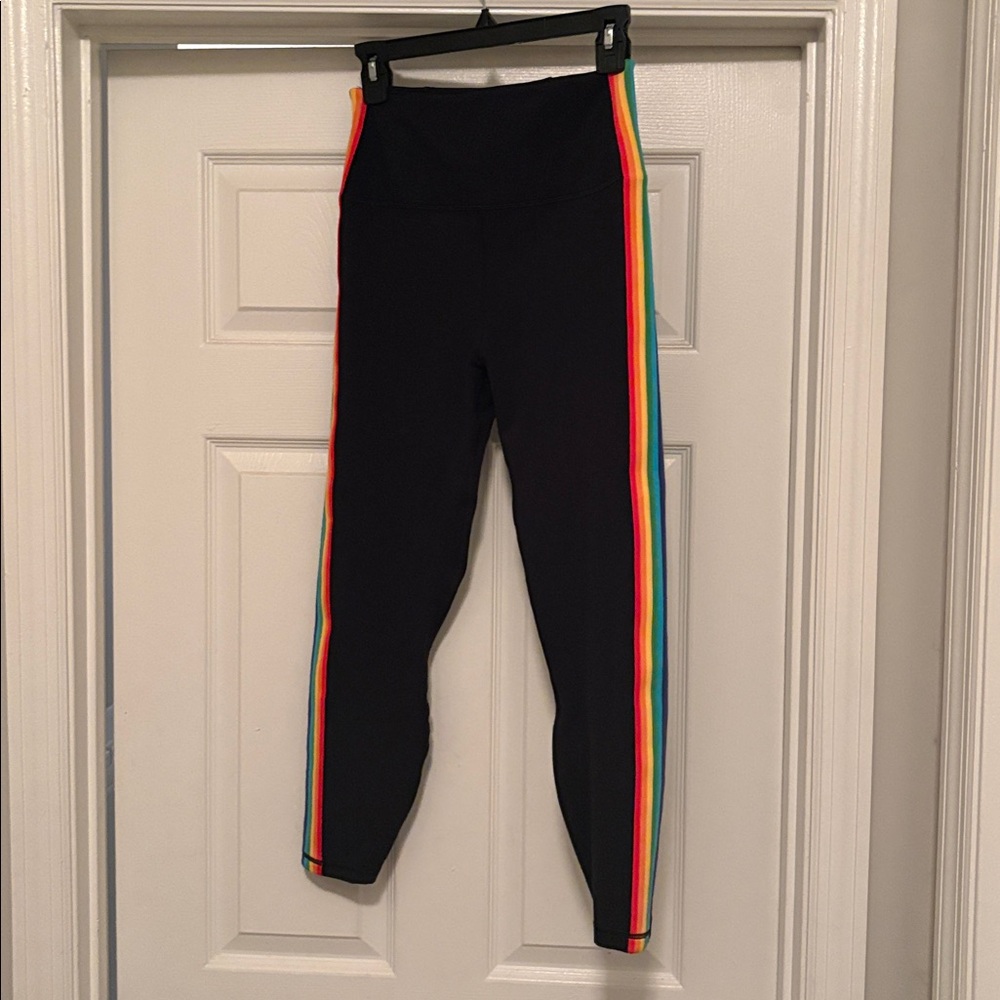 Spiritual Gangster Black Leggings with Rainbow Stripe - Picture 4 of 6
